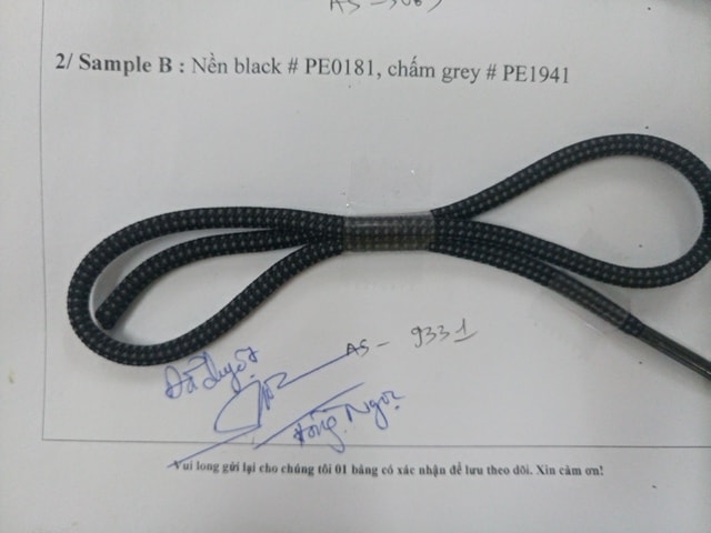 5mm, draw cord, nền black#PE0181, chấm Grey#PE1941