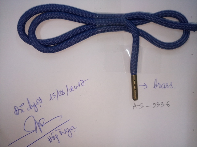 5mm, draw cord, dập đầu brass( đầu đồng) Estate blue 19-4030 TCX = PB 2154, code # LP-1